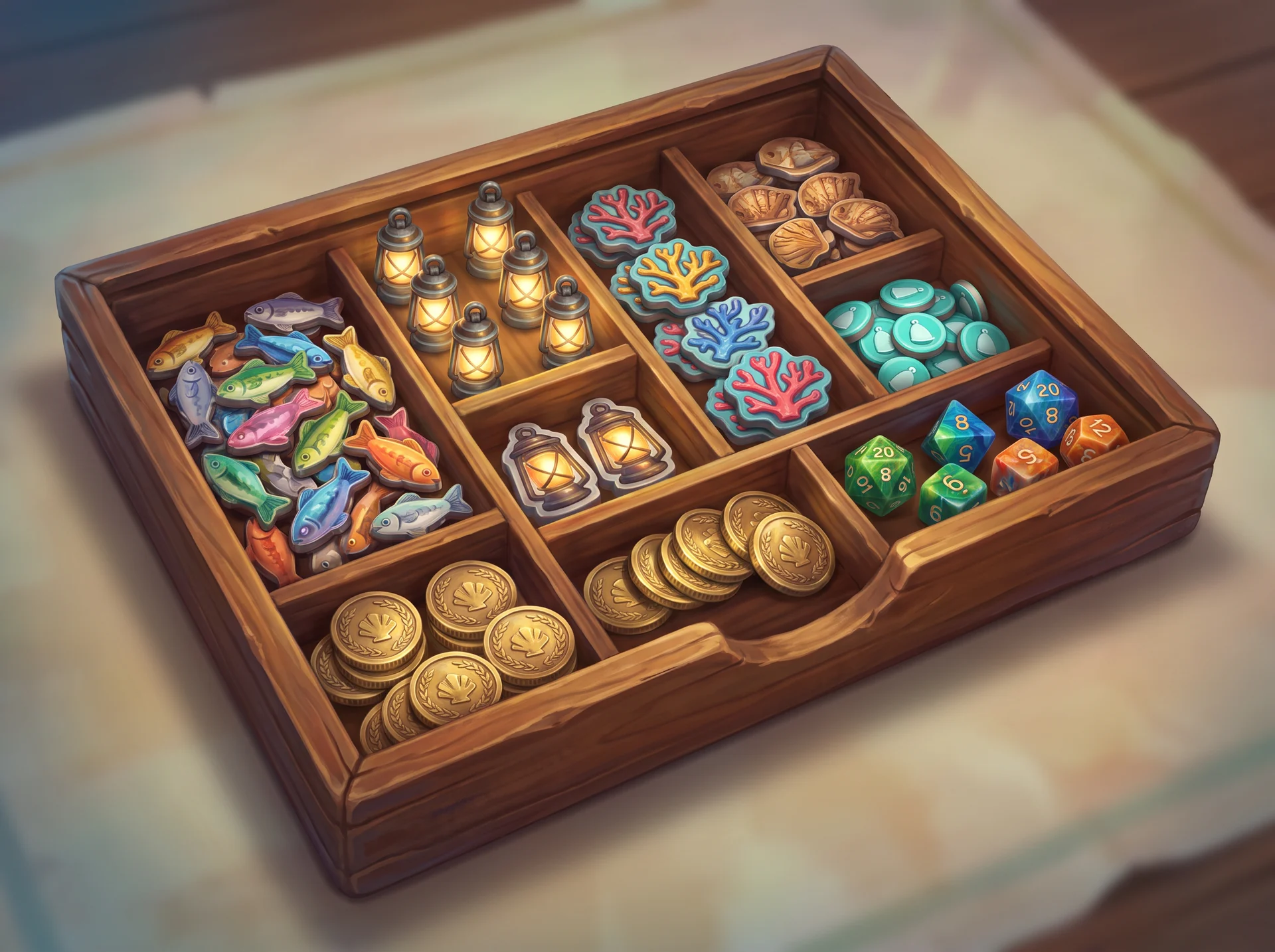 Fictional cabinet token tray